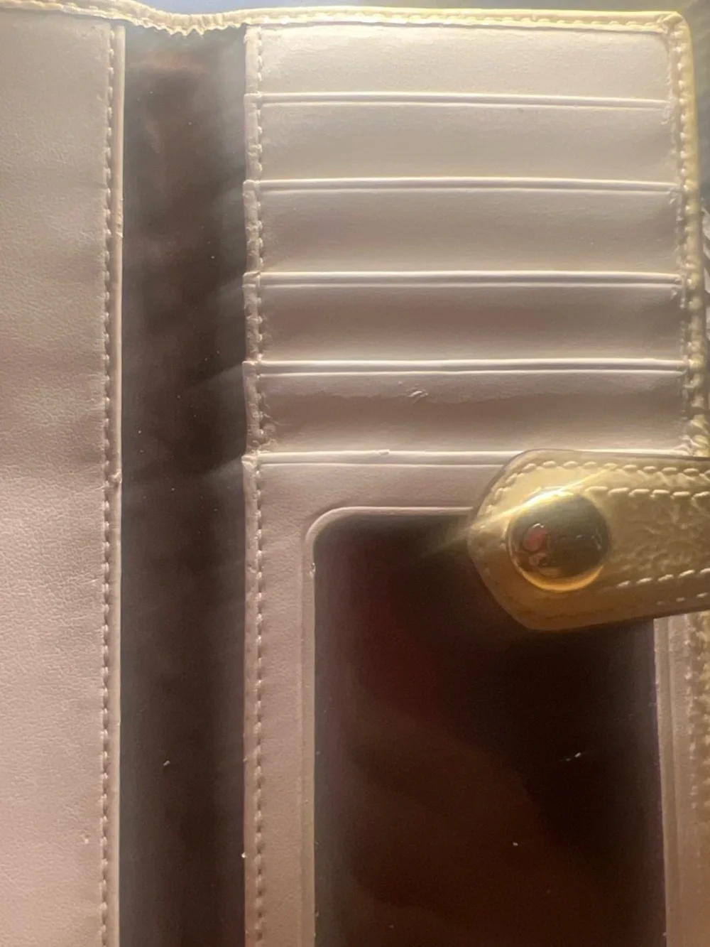 Coach Pale Yellow Signature Canvas Wristlet with Patent Trim